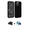 MARSİLYAN™- iPhone 15 Pro Max Kılıf Kozmos Yansıma Özel Seri - Siyah 3D Antistatik Seramik Nano Ekran Koruyucu + Raze Metal Kamera Lens - TMGI