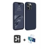 MARSİLYAN™- iPhone 15 Pro Max Kılıf Kozmos Yansıma Özel Seri - Siyah 3D Antistatik Seramik Nano Ekran Koruyucu + PVD Metal Kamera Lens - SH