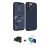 MARSİLYAN™- iPhone 15 Pro Max Kılıf Kozmos Yansıma Özel Seri - Siyah 3D Antistatik Seramik Nano Ekran Koruyucu + Raze Metal Kamera Lens - GS
