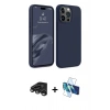 MARSİLYAN™- iPhone 15 Pro Max Kılıf Kozmos Yansıma Özel Seri - Siyah 3D Antistatik Seramik Nano Ekran Koruyucu + Raze Metal Kamera Lens - TMGI