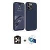 MARSİLYAN™- iPhone 15 Pro Max Kılıf Kozmos Yansıma Özel Seri - Siyah 3D Antistatik Seramik Nano Ekran Koruyucu + Turuncu PVD Metal Kamera Lens