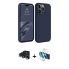MARSİLYAN™- iPhone 15 Pro Max Kılıf Kozmos Yansıma Özel Seri - Siyah 3D Antistatik Seramik Nano Ekran Koruyucu + Raze Metal Kamera Lens - LT