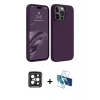MARSİLYAN™- iPhone 15 Pro Max Kılıf Kozmos Yansıma Özel Seri - Siyah 3D Antistatik Seramik Nano Ekran Koruyucu + PVD Metal Kamera Lens - SH