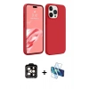 MARSİLYAN™- iPhone 15 Pro Max Kılıf Kozmos Yansıma Özel Seri - Siyah 3D Antistatik Seramik Nano Ekran Koruyucu + Turuncu PVD Metal Kamera Lens