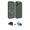 MARSİLYAN™- iPhone 15 Pro Max Kılıf Kozmos Yansıma Özel Seri - Siyah 3D Antistatik Seramik Nano Ekran Koruyucu + Raze Metal Kamera Lens - GS