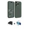 MARSİLYAN™- iPhone 15 Pro Max Kılıf Kozmos Yansıma Özel Seri - Siyah 3D Antistatik Seramik Nano Ekran Koruyucu + Raze Metal Kamera Lens - LT