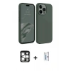 MARSİLYAN™- iPhone 15 Pro Max Kılıf Kozmos Yansıma Özel Seri - Siyah Bilvis 0.18mm Plus Cam Ekran Koruyucu + PVD Metal Kamera Lens - GS