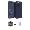 MARSİLYAN™- iPhone 15 Pro Max Kılıf Kozmos Yansıma Özel Seri - Siyah Bilvis 0.18mm Plus Cam Ekran Koruyucu + PVD Metal Kamera Lens - TU