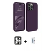 MARSİLYAN™- iPhone 15 Pro Max Kılıf Kozmos Yansıma Özel Seri - Siyah Bilvis 0.18mm Plus Cam Ekran Koruyucu + PVD Metal Kamera Lens - GS