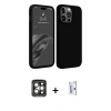 MARSİLYAN™- iPhone 15 Pro Max Kılıf Kozmos Yansıma Özel Seri - Siyah Bilvis 0.18mm Plus Cam Ekran Koruyucu + PVD Metal Kamera Lens - GI