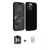 MARSİLYAN™- iPhone 15 Pro Max Kılıf Kozmos Yansıma Özel Seri - Siyah Bilvis 0.18mm Plus Cam Ekran Koruyucu + PVD Metal Kamera Lens - TU