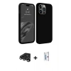 MARSİLYAN™- iPhone 15 Pro Max Kılıf Kozmos Yansıma Özel Seri - Siyah Bilvis 0.18mm Plus Cam Ekran Koruyucu + Titanyum Gri Raze Metal Kamera Lens