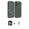 MARSİLYAN™- iPhone 15 Pro Max Kılıf Kozmos Yansıma Özel Seri - Siyah Bilvis 0.18mm Plus Cam Ekran Koruyucu + PVD Metal Kamera Lens - TU