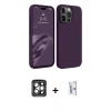 MARSİLYAN™- iPhone 15 Pro Max Kılıf Kozmos Yansıma Özel Seri - Siyah Bilvis 0.18mm Plus Cam Ekran Koruyucu + PVD Metal Kamera Lens - GI
