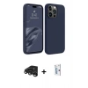 MARSİLYAN™- iPhone 15 Pro Max Kılıf Kozmos Yansıma Özel Seri - Siyah Bilvis 0.18mm Plus Cam Ekran Koruyucu + Titanyum Gri Raze Metal Kamera Lens