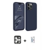 MARSİLYAN™- iPhone 15 Pro Max Kılıf Kozmos Yansıma Özel Seri - Siyah Bilvis 0.18mm Plus Cam Ekran Koruyucu + PVD Metal Kamera Lens - GS