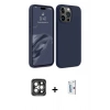 MARSİLYAN™- iPhone 15 Pro Max Kılıf Kozmos Yansıma Özel Seri - Siyah Bilvis 0.18mm Plus Cam Ekran Koruyucu + PVD Metal Kamera Lens - GI