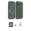 MARSİLYAN™- iPhone 15 Pro Max Kılıf Kozmos Yansıma Özel Seri - Siyah Bilvis 0.18mm Plus Cam Ekran Koruyucu + PVD Metal Kamera Lens - GI