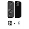 MARSİLYAN™- iPhone 15 Pro Max Kılıf Kozmos Yansıma Özel Seri - Siyah Bilvis 0.18mm Plus Cam Ekran Koruyucu + PVD Metal Kamera Lens - GS