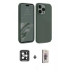 MARSİLYAN™- iPhone 15 Pro Max Kılıf Kozmos Yansıma Özel Seri - Siyah Bilvis 3D Cam Ekran Koruyucu + PVD Metal Kamera Lens - SH