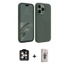 MARSİLYAN™- iPhone 15 Pro Max Kılıf Kozmos Yansıma Özel Seri - Siyah Bilvis 3D Cam Ekran Koruyucu + PVD Metal Kamera Lens - TU