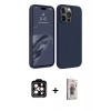 MARSİLYAN™- iPhone 15 Pro Max Kılıf Kozmos Yansıma Özel Seri - Siyah Bilvis 3D Cam Ekran Koruyucu + PVD Metal Kamera Lens - TU