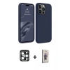 MARSİLYAN™- iPhone 15 Pro Max Kılıf Kozmos Yansıma Özel Seri - Siyah Bilvis 3D Cam Ekran Koruyucu + PVD Metal Kamera Lens - LT