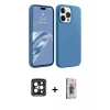 MARSİLYAN™- iPhone 15 Pro Max Kılıf Kozmos Yansıma Özel Seri - Siyah Bilvis 3D Cam Ekran Koruyucu + PVD Metal Kamera Lens - SH