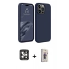 MARSİLYAN™- iPhone 15 Pro Max Kılıf Kozmos Yansıma Özel Seri - Siyah Bilvis 3D Cam Ekran Koruyucu + PVD Metal Kamera Lens - GI