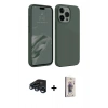 MARSİLYAN™- iPhone 15 Pro Max Kılıf Kozmos Yansıma Özel Seri - Siyah Bilvis 3D Cam Ekran Koruyucu + Raze Metal Kamera Lens - LT