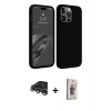 MARSİLYAN™- iPhone 15 Pro Max Kılıf Kozmos Yansıma Özel Seri - Siyah Bilvis 3D Cam Ekran Koruyucu + Raze Metal Kamera Lens - GS