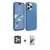 MARSİLYAN™- iPhone 15 Pro Max Kılıf Kozmos Yansıma Özel Seri - Siyah Bilvis 3D Mat Cam Ekran Koruyucu + Gri PVD Metal Kamera Lens