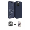 MARSİLYAN™- iPhone 15 Pro Max Kılıf Kozmos Yansıma Özel Seri - Siyah Bilvis 3D Mat Cam Ekran Koruyucu + Gri PVD Metal Kamera Lens