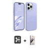 MARSİLYAN™- iPhone 15 Pro Max Kılıf Kozmos Yansıma Özel Seri - Siyah Bilvis 3D Mat Cam Ekran Koruyucu + Gri PVD Metal Kamera Lens