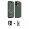 MARSİLYAN™- iPhone 15 Pro Max Kılıf Kozmos Yansıma Özel Seri - Siyah Bilvis 3D Mat Cam Ekran Koruyucu + PVD Metal Kamera Lens - LT