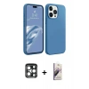 MARSİLYAN™- iPhone 15 Pro Max Kılıf Kozmos Yansıma Özel Seri - Siyah Bilvis 3D Mat Cam Ekran Koruyucu + PVD Metal Kamera Lens - LT