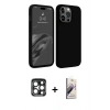 MARSİLYAN™- iPhone 15 Pro Max Kılıf Kozmos Yansıma Özel Seri - Siyah Bilvis 3D Mat Cam Ekran Koruyucu + PVD Metal Kamera Lens - LT