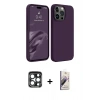 MARSİLYAN™- iPhone 15 Pro Max Kılıf Kozmos Yansıma Özel Seri - Siyah Bilvis 3D Mat Cam Ekran Koruyucu + PVD Metal Kamera Lens - LT