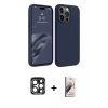 MARSİLYAN™- iPhone 15 Pro Max Kılıf Kozmos Yansıma Özel Seri - Siyah Bilvis 3D Mat Cam Ekran Koruyucu + PVD Metal Kamera Lens - LT