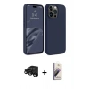 MARSİLYAN™- iPhone 15 Pro Max Kılıf Kozmos Yansıma Özel Seri - Siyah Bilvis 3D Mat Cam Ekran Koruyucu + Raze Metal Kamera Lens - SH