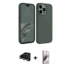 MARSİLYAN™- iPhone 15 Pro Max Kılıf Kozmos Yansıma Özel Seri - Siyah Bilvis 3D Mat Cam Ekran Koruyucu + Raze Metal Kamera Lens - SH