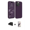 MARSİLYAN™- iPhone 15 Pro Max Kılıf Kozmos Yansıma Özel Seri - Siyah Bilvis 3D Mat Cam Ekran Koruyucu + Raze Metal Kamera Lens - SH