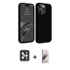 MARSİLYAN™- iPhone 15 Pro Max Kılıf Kozmos Yansıma Özel Seri - Siyah Bilvis 3D Mat Cam Ekran Koruyucu + PVD Metal Kamera Lens - SH