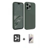 MARSİLYAN™- iPhone 15 Pro Max Kılıf Kozmos Yansıma Özel Seri - Siyah Bilvis 3D Mat Cam Ekran Koruyucu + PVD Metal Kamera Lens - SH