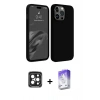 MARSİLYAN™- iPhone 15 Pro Max Kılıf Kozmos Yansıma Özel Seri - Siyah Bilvis 5in1 3D Magic Cam Ekran Koruyucu + PVD Metal Kamera Lens - SH