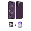 MARSİLYAN™- iPhone 15 Pro Max Kılıf Kozmos Yansıma Özel Seri - Siyah Bilvis 5in1 3D Magic Cam Ekran Koruyucu + Gümüş PVD Metal Kamera Lens