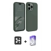 MARSİLYAN™- iPhone 15 Pro Max Kılıf Kozmos Yansıma Özel Seri - Siyah Bilvis 5in1 3D Magic Cam Ekran Koruyucu + PVD Metal Kamera Lens - SH