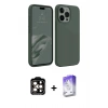 MARSİLYAN™- iPhone 15 Pro Max Kılıf Kozmos Yansıma Özel Seri - Siyah Bilvis 5in1 3D Magic Cam Ekran Koruyucu + PVD Metal Kamera Lens - TU