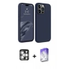 MARSİLYAN™- iPhone 15 Pro Max Kılıf Kozmos Yansıma Özel Seri - Siyah Bilvis 5in1 3D Magic Cam Ekran Koruyucu + Gümüş PVD Metal Kamera Lens