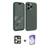 MARSİLYAN™- iPhone 15 Pro Max Kılıf Kozmos Yansıma Özel Seri - Siyah Bilvis 5in1 3D Magic Cam Ekran Koruyucu + PVD Metal Kamera Lens - LT